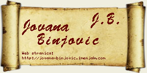 Jovana Binjović vizit kartica
